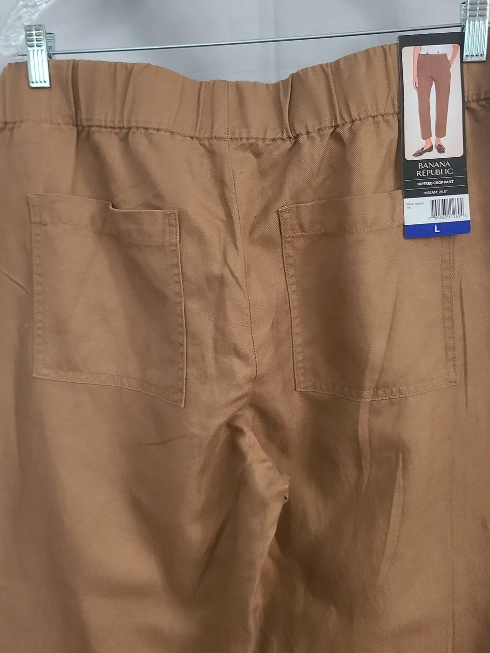 NWT Banana Republic Sz L Brown Pull On Elastic Waist Casual Cropped Tapered Pant